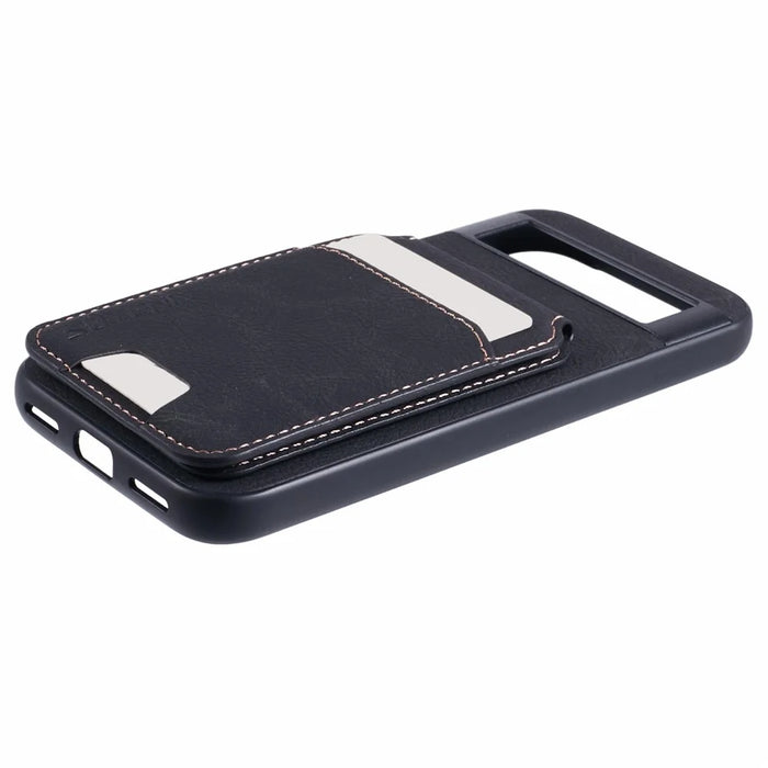 SUTENI H02 For Google Pixel 8a Case Card Slots Kickstand Litchi Texture Leather+TPU Cover - Black - 6
