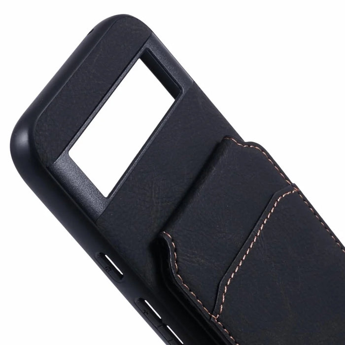 SUTENI H02 For Google Pixel 8a Case Card Slots Kickstand Litchi Texture Leather+TPU Cover - Black - 7
