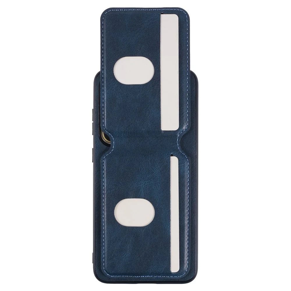 SUTENI H02 For Samsung Galaxy S24+ Case Waxy Texture Leather+TPU Card Slots Kickstand Phone Cover - Blue - 5