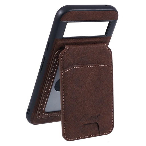SUTENI H16 For Google Pixel 8a Magnetic Case Kickstand Phone Cover Detachable Card Holder - Brown - 2