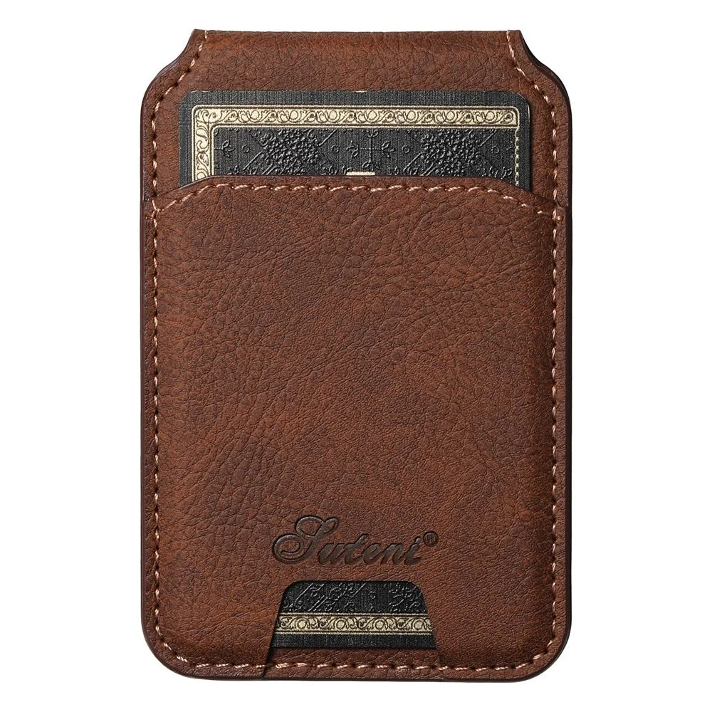 SUTENI H16 For Google Pixel 8a Magnetic Case Kickstand Phone Cover Detachable Card Holder - Brown - 6