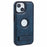 SUTENI G2 For iPhone 14 Magnetic Case Leather Phone Back Cover Waxy Texture Kickstand - Blue - 1