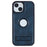 SUTENI G2 For iPhone 14 Magnetic Case Leather Phone Back Cover Waxy Texture Kickstand - Blue - 3