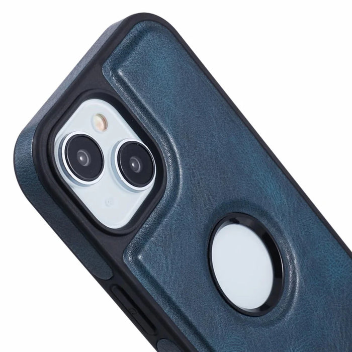 SUTENI G2 For iPhone 14 Magnetic Case Leather Phone Back Cover Waxy Texture Kickstand - Blue - 7