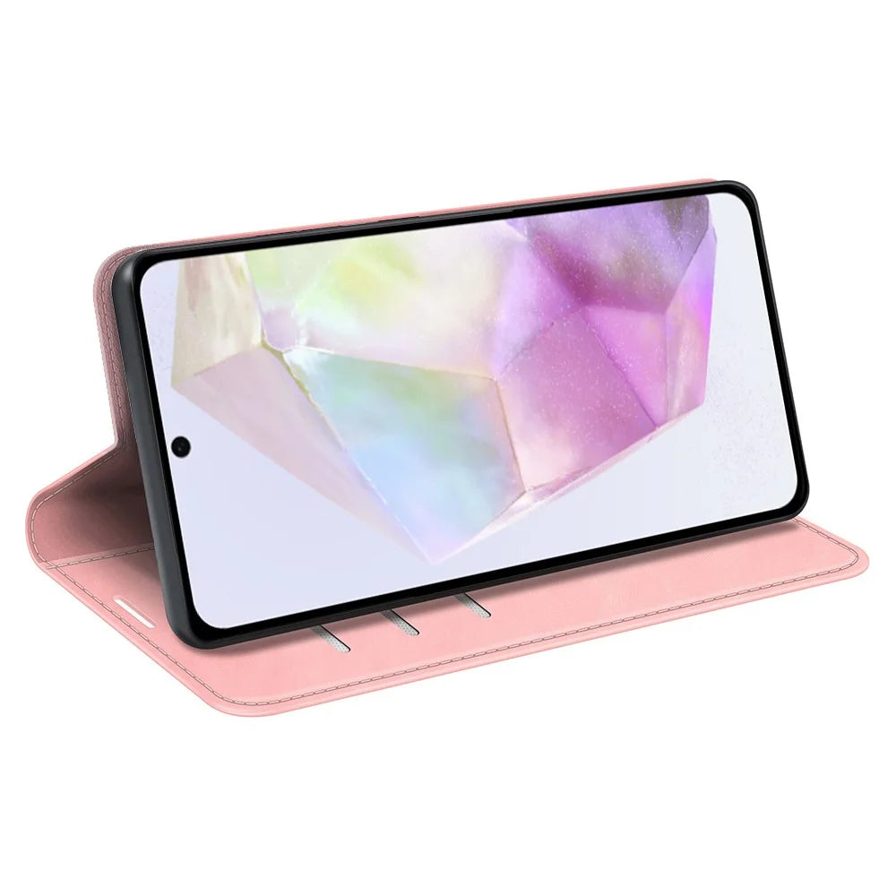 For Samsung Galaxy A36 5G / A56 5G Case Skin-Touch Leather Wallet Phone Cover - Pink - 3