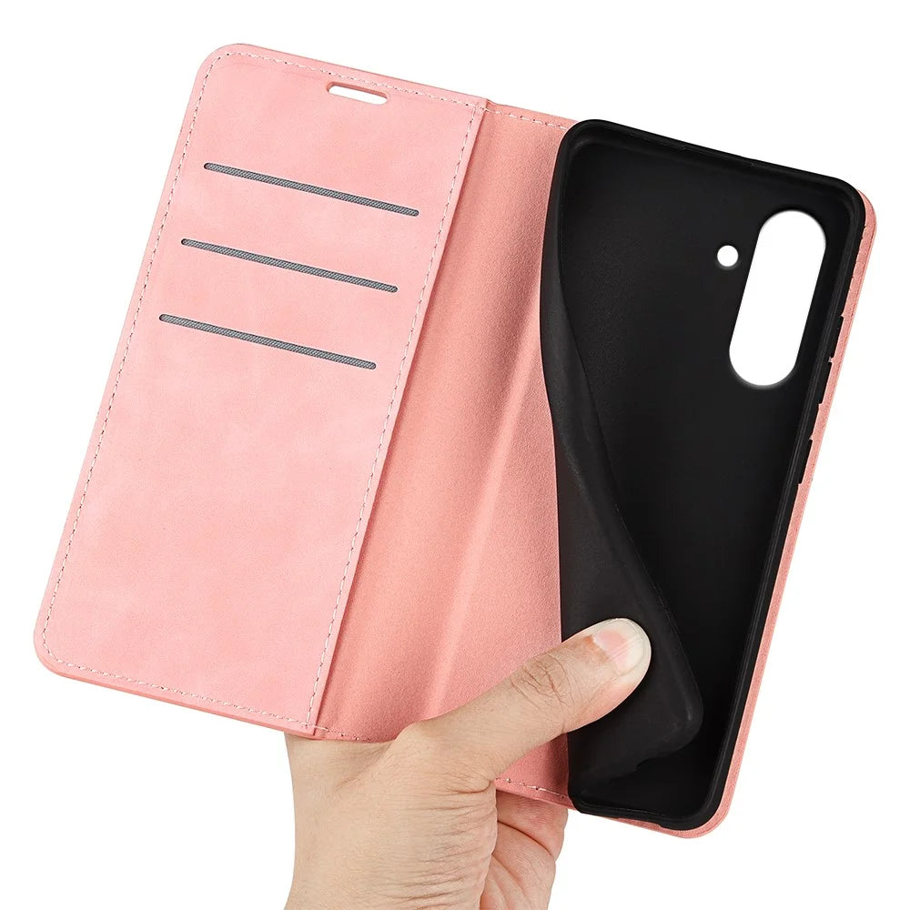 For Samsung Galaxy A36 5G / A56 5G Case Skin-Touch Leather Wallet Phone Cover - Pink - 4