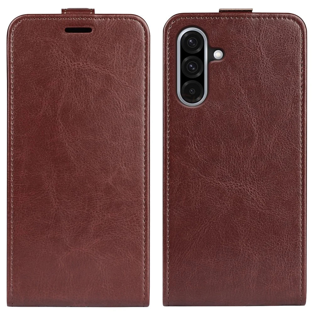 For Samsung Galaxy A36 5G / A56 5G Case with Card Slots Vertical Flip Leather Phone Cover - Brown - 1