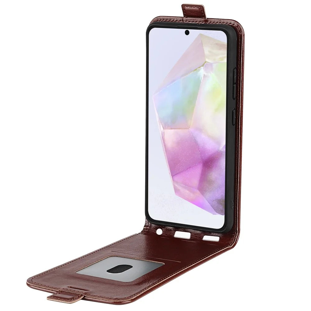 For Samsung Galaxy A36 5G / A56 5G Case with Card Slots Vertical Flip Leather Phone Cover - Brown - 2