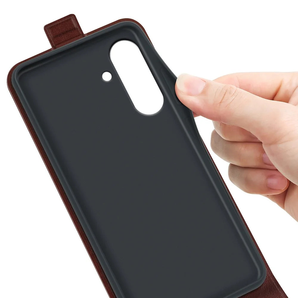 For Samsung Galaxy A36 5G / A56 5G Case with Card Slots Vertical Flip Leather Phone Cover - Brown - 3