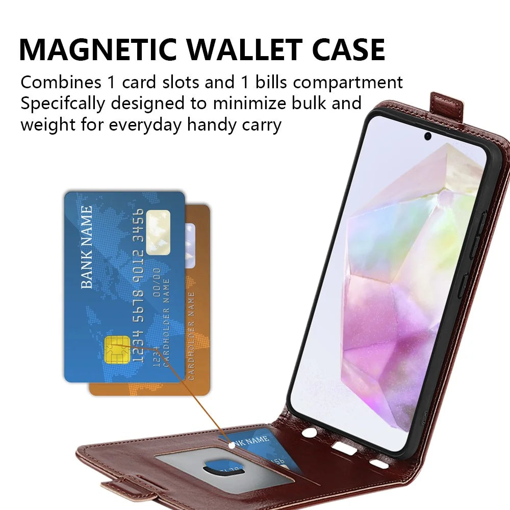 For Samsung Galaxy A36 5G / A56 5G Case with Card Slots Vertical Flip Leather Phone Cover - Brown - 4
