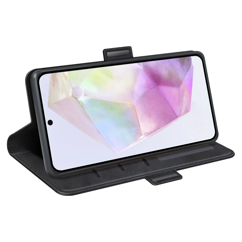 For Samsung Galaxy A36 5G / A56 5G Stand Case Calf Texture Leather Wallet Phone Cover - Black - 3