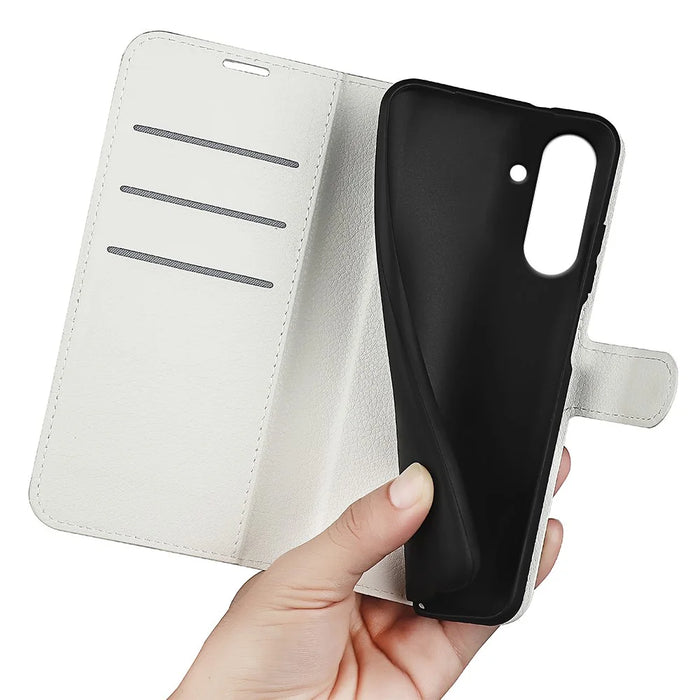 For Samsung Galaxy A36 5G / A56 5G Case Litchi Texture Shockproof Leather Wallet Phone Cover - White - 4