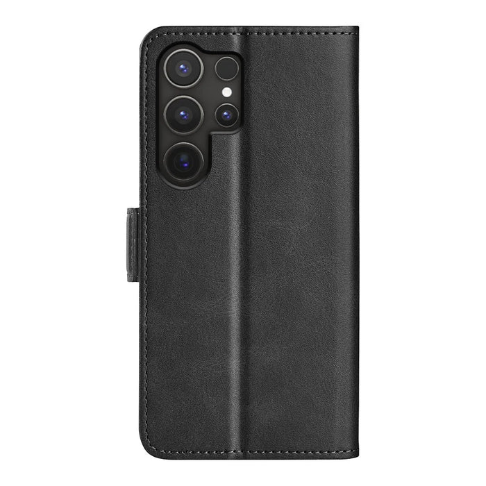 For Samsung Galaxy S25 Ultra Stand Case Calf Texture Leather Wallet Phone Cover - Black - 6