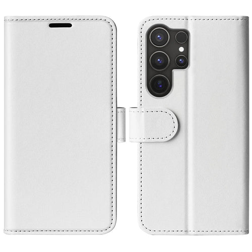For Samsung Galaxy S25 Ultra Wallet Case Crazy Horse Texture Stand Leather Phone Cover - White - 1