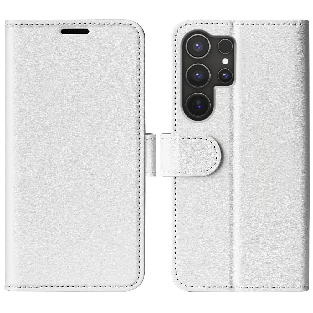 For Samsung Galaxy S25 Ultra Wallet Case Crazy Horse Texture Stand Leather Phone Cover - White - 1
