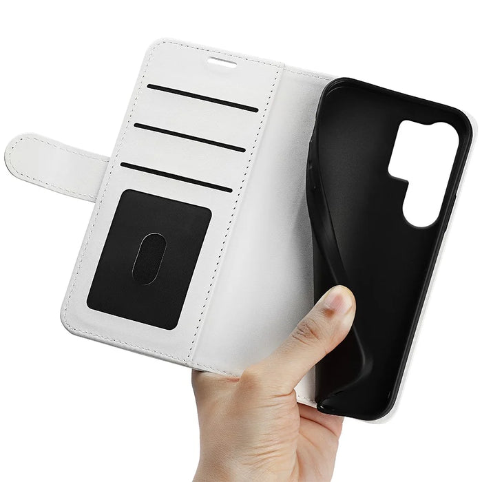 For Samsung Galaxy S25 Ultra Wallet Case Crazy Horse Texture Stand Leather Phone Cover - White - 4