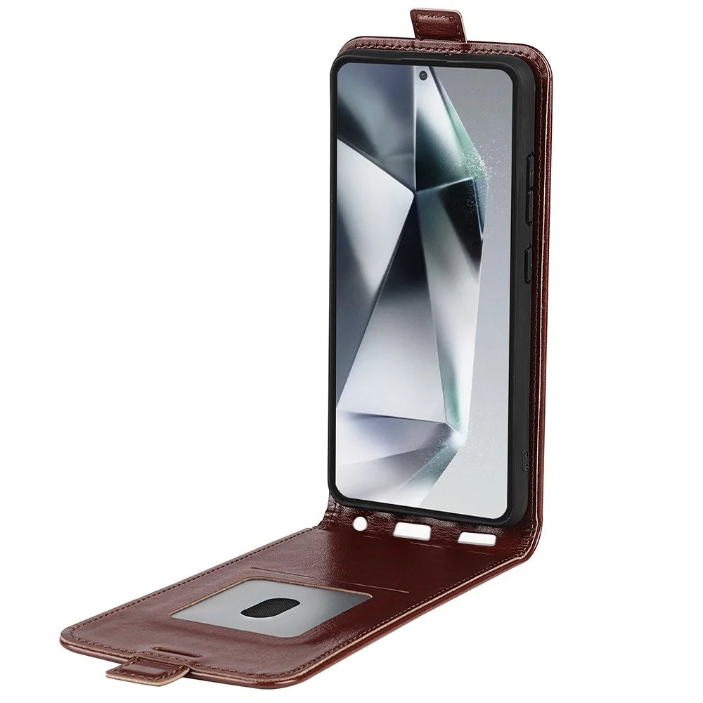 For Samsung Galaxy S25 Ultra Case with Card Slots Vertical Flip Leather Phone Cover - Brown - 2
