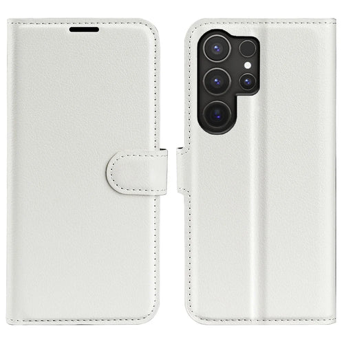 For Samsung Galaxy S25 Ultra Case Litchi Texture Shockproof Leather Wallet Phone Cover - White - 1