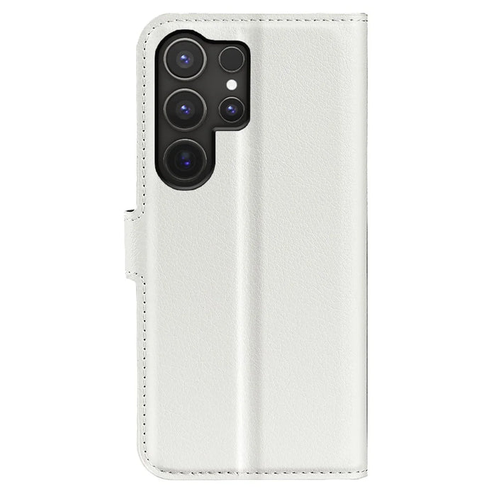 For Samsung Galaxy S25 Ultra Case Litchi Texture Shockproof Leather Wallet Phone Cover - White - 6