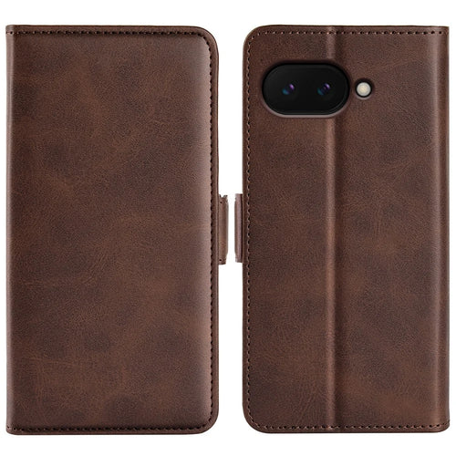 For Google Pixel 9a Stand Case Calf Texture Leather Wallet Phone Cover - Brown - 1