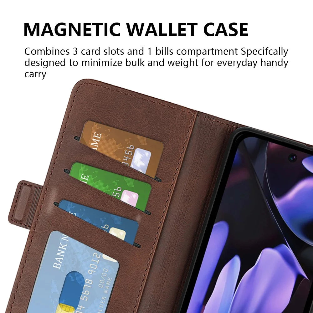 For Google Pixel 9a Stand Case Calf Texture Leather Wallet Phone Cover - Brown - 5
