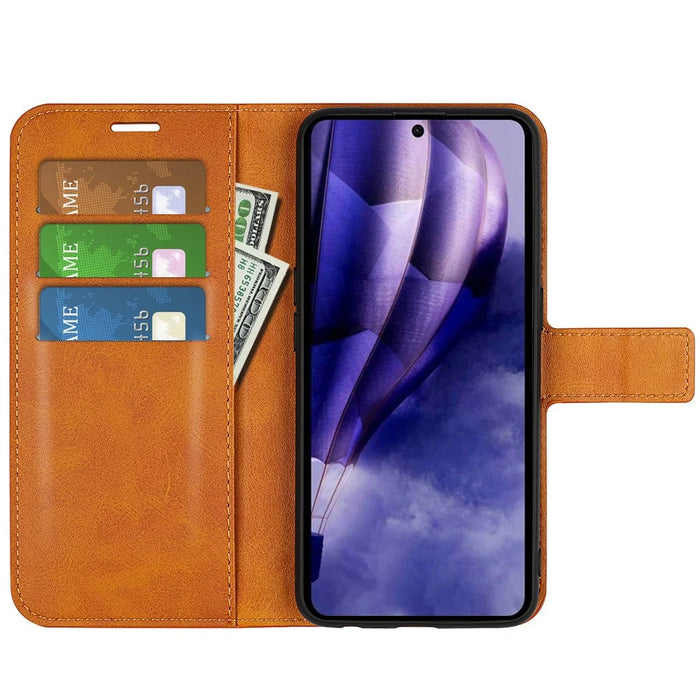For HMD Skyline Stand Case Anti-Scratch Calf Texture Leather Phone Cover - Yellow - 2