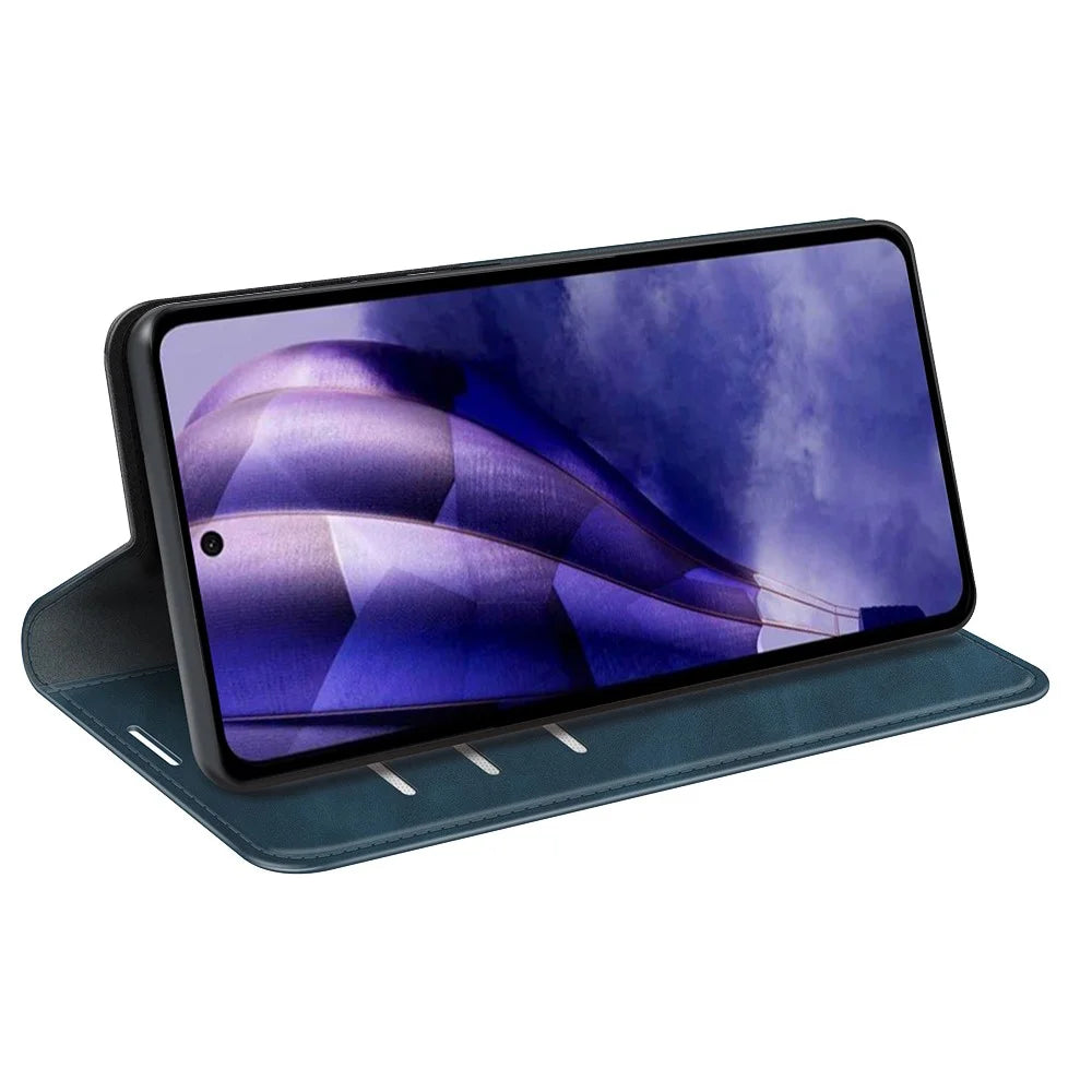For HMD Skyline Case Skin-Touch Leather Wallet Phone Cover - Blue - 3