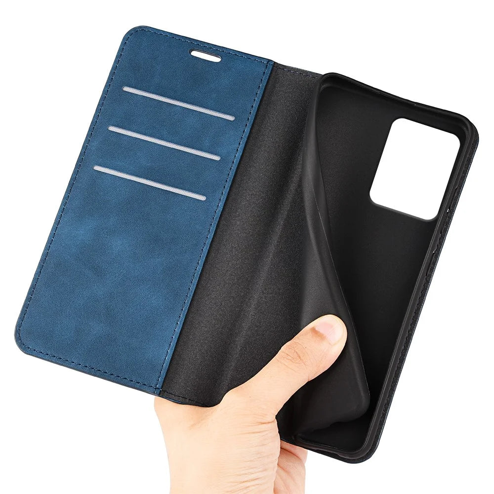 For HMD Skyline Case Skin-Touch Leather Wallet Phone Cover - Blue - 4