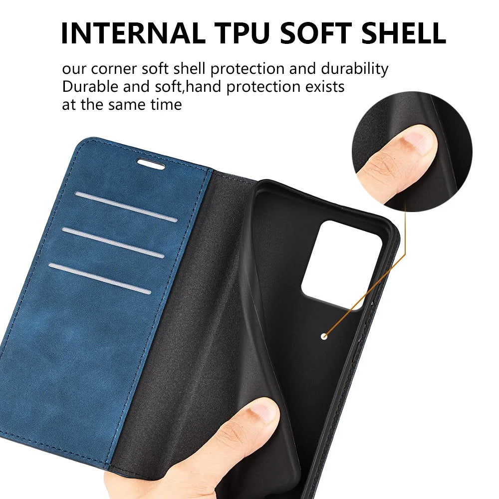 For HMD Skyline Case Skin-Touch Leather Wallet Phone Cover - Blue - 6