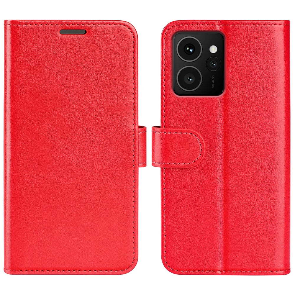 For HMD Skyline Wallet Case Crazy Horse Texture Stand Leather Phone Cover - Red - 1