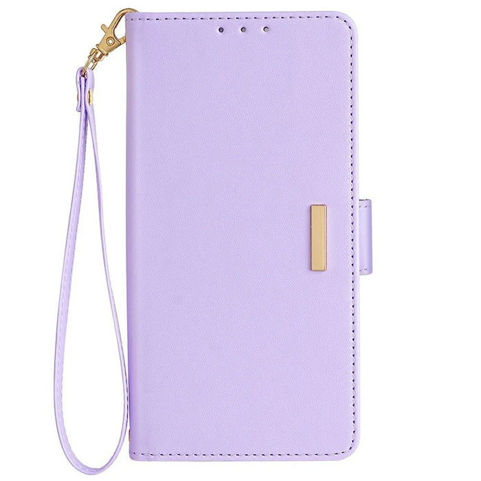 For Samsung Galaxy S25 Leather Wallet Case RFID Blocking Stand Cover with Hand Strap - Purple - 7