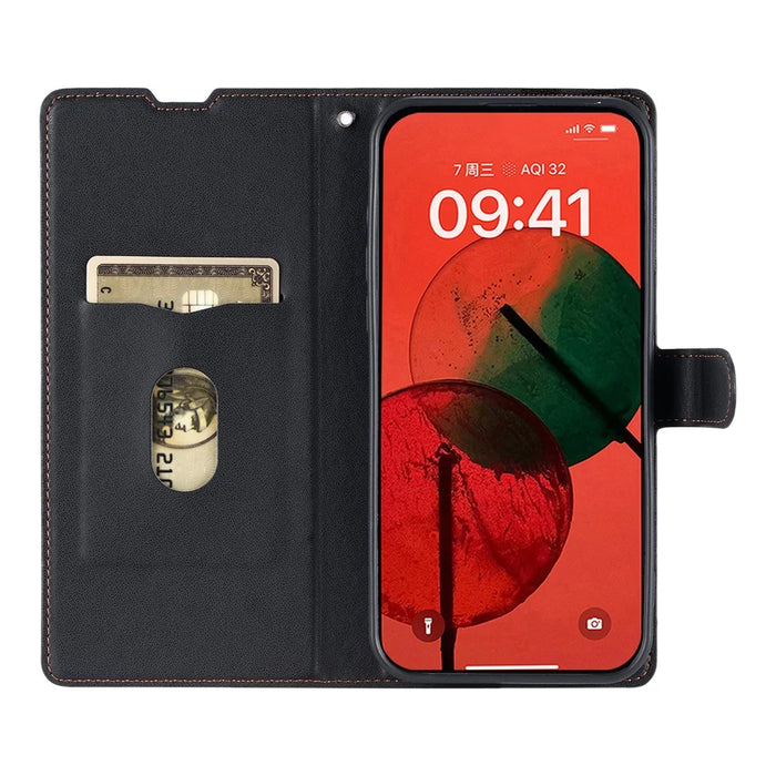 For iPhone 16 Case Dots Imprinted PU Leather Flip Phone Cover with Card Slot, Strap - Black - 2