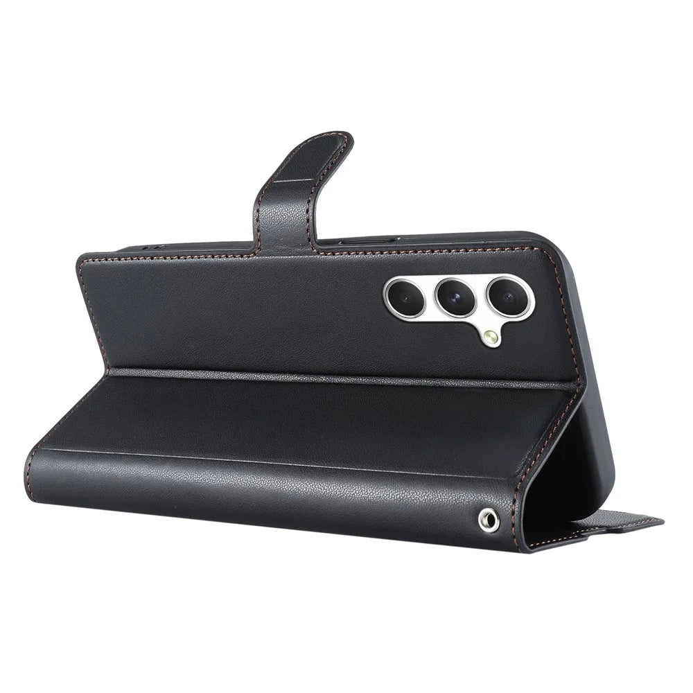 For Samsung Galaxy A34 5G Case Dots Imprinted PU Leather Flip Phone Cover with Card Slot, Strap - Black - 4
