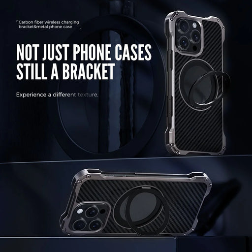 R-JUST RJ-51 For iPhone 16 Pro Case Compatible with MagSafe Kickstand PC + Aluminum Alloy Phone Cover - 2