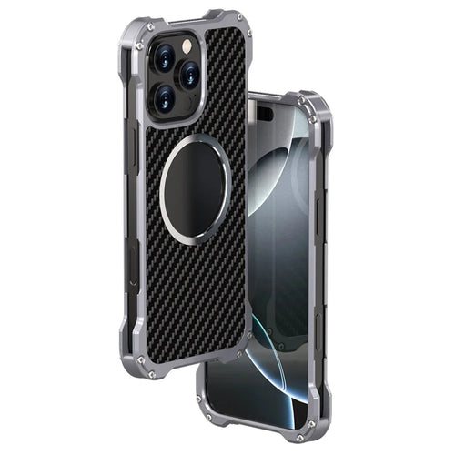 R-JUST RJ-51 For iPhone 16 Pro Max Case Compatible with MagSafe PC + Aluminum Alloy Hollow Cover - 1