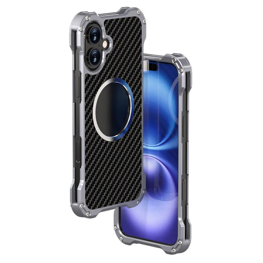 R-JUST RJ-51 For iPhone 16 Case Compatible with MagSafe PC + Aluminum Alloy Hollow Cover - 1