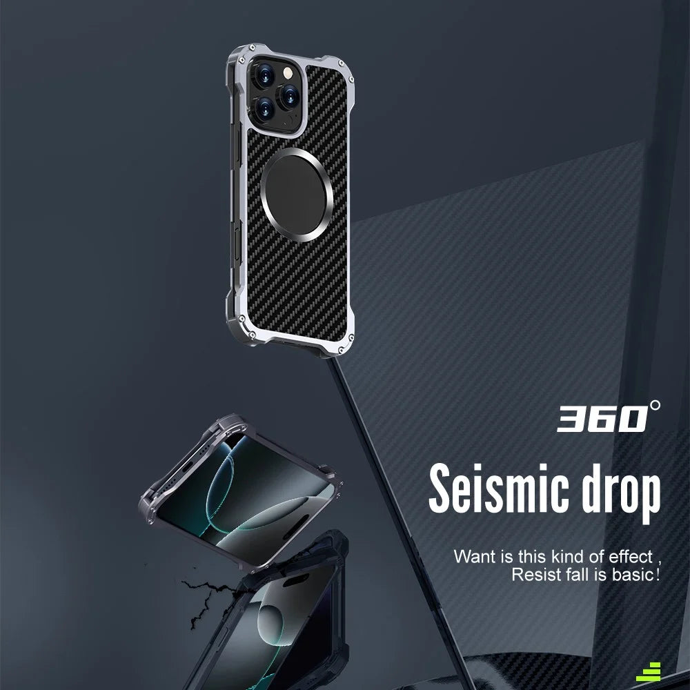 R-JUST RJ-51 For iPhone 16 Pro Case Compatible with MagSafe PC + Aluminum Alloy Hollow Cover - 3