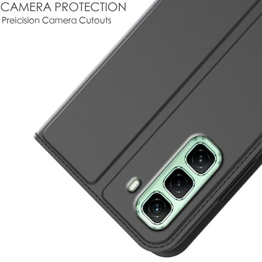 For Infinix Hot 50 4G Case PU Leather Phone Cover with Card Holder Stand Magnetic Closure - Black - 5