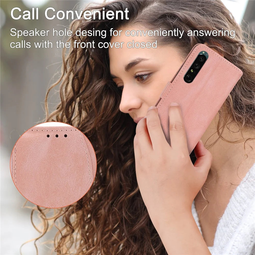 For Sony Xperia 5 IV 5G Case Zipper Pocket Leather Phone Cover with Crossbody Shoulder Strap - Pink - 7