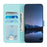 For Samsung Galaxy S25 Case with Strap RFID Blocking Leather Wallet Phone Cover Cat Mouse Pattern - Mint Green - 2