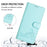 For Samsung Galaxy S25 Case with Strap RFID Blocking Leather Wallet Phone Cover Cat Mouse Pattern - Mint Green - 5