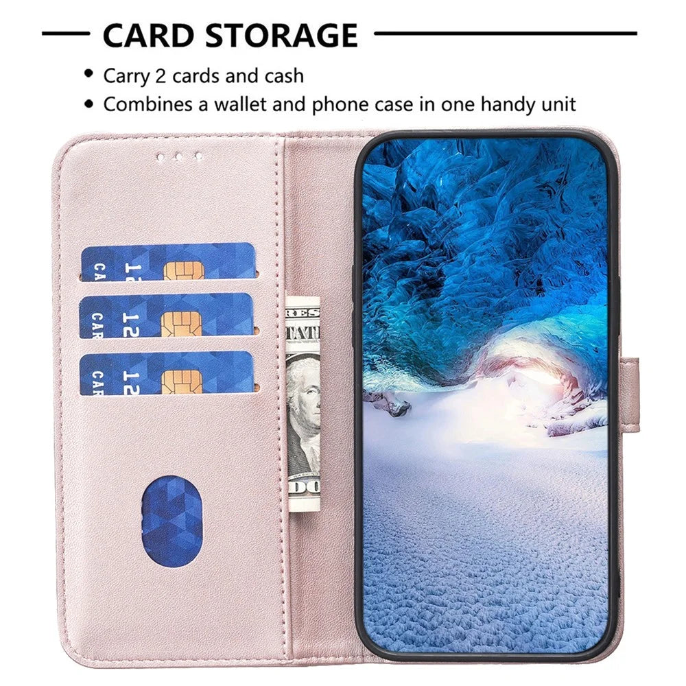 BINFEN COLOR BF17 For Samsung Galaxy S25 Ultra Case Wallet Folio Flip Leather Cover - Rose Gold - 3