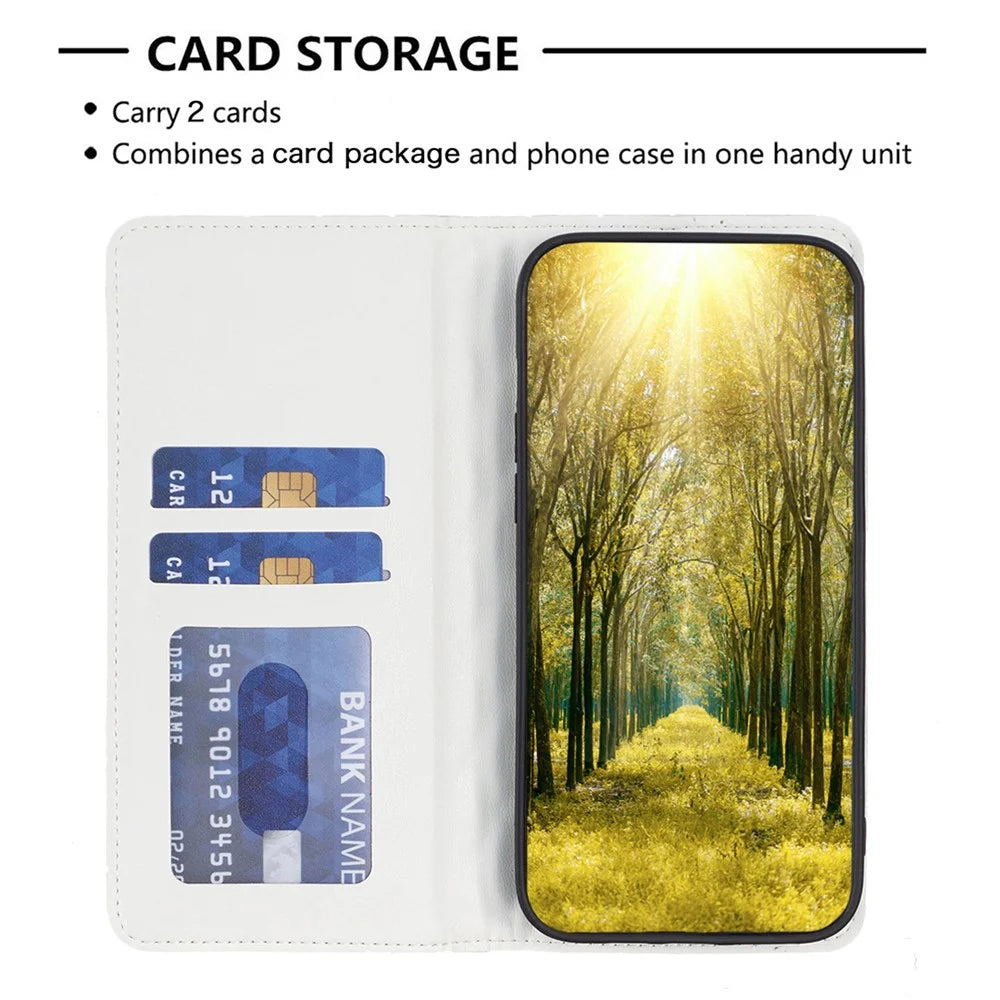 BINFEN COLOR BF Style-16 For Samsung Galaxy S25 Ultra Case Card Slots Rhombus Leather Cover - White - 3
