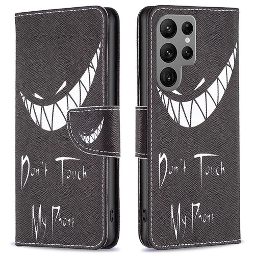 For Samsung Galaxy S25 Ultra Wallet Case Pattern Print Phone Leather Cover - Don't Touch My Phone - 1