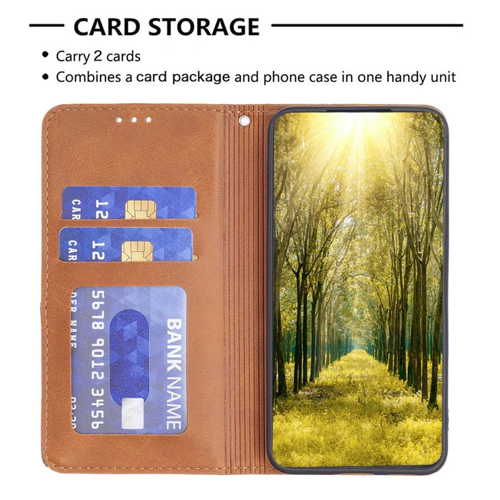For Samsung Galaxy S25 Ultra Case Card Slots Geometry Imprint Leather Phone Cover - Yellow - 2