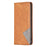 For Samsung Galaxy S25 Ultra Case Card Slots Geometry Imprint Leather Phone Cover - Yellow - 5