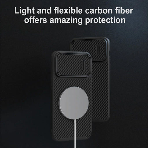 NILLKIN For iPhone 14 Pro Max Carbon Fiber Phone Case Slide Camera Protection PC + TPU Cover Compatible with MagSafe - 2