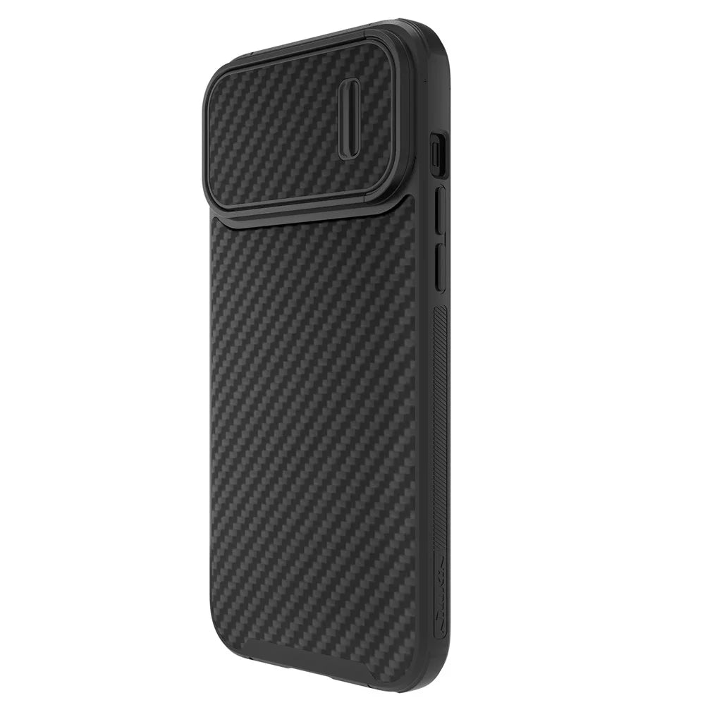 NILLKIN For iPhone 14 Pro Max Carbon Fiber Phone Case Slide Camera Protection PC + TPU Cover Compatible with MagSafe - 5