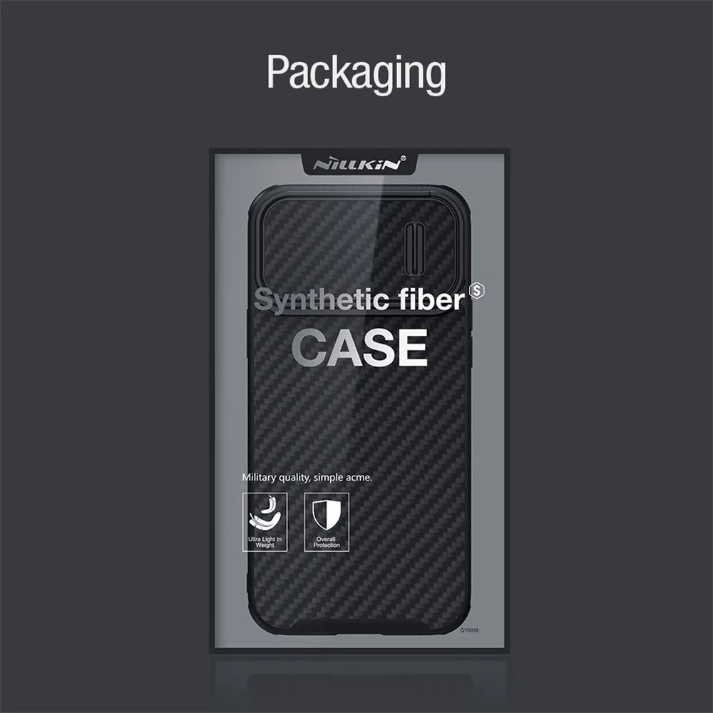 NILLKIN For iPhone 14 Pro Max Carbon Fiber Phone Case Slide Camera Protection PC + TPU Cover Compatible with MagSafe - 7