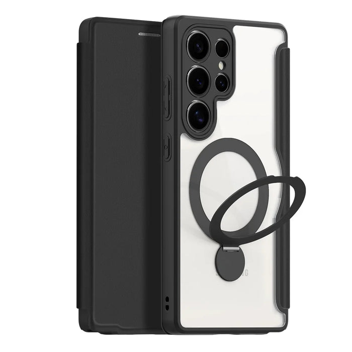 DUX DUCIS Skin X Pro Series For Samsung Galaxy S25 Ultra Leather Case Rotary Kickstand Cover Magnetic Case - Black - 1